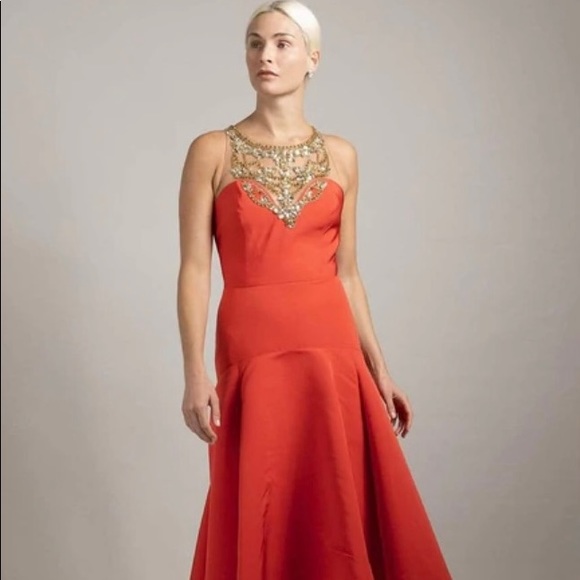 Marchesa Notte High Low Gown Peacock sz 2 NWT - Picture 1 of 11